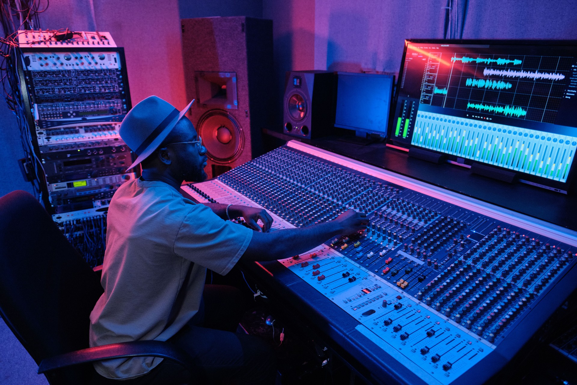 Professional Audio Engineer At Work